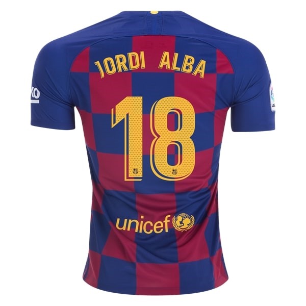 Camiseta Barcelona NO.18 Jordi Alba 1ª 2019/20 Azul Rojo